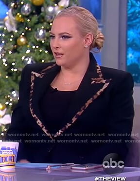 Meghan's black leopard trim blazer on The View