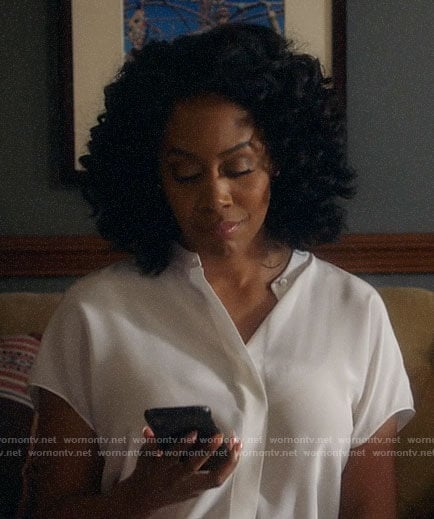Lola's white button down blouse on All Rise