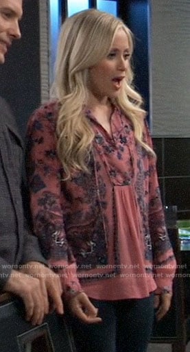 Lulu's pink peasant top on General Hospital