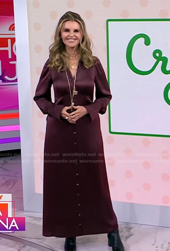 Maria's burgundy satin shirtdress on Today