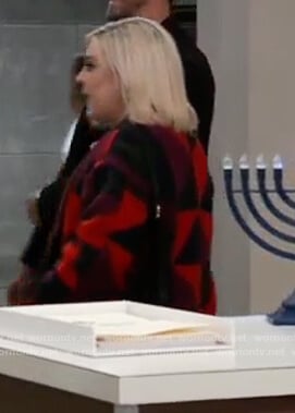 Maxie's red geometric print coat on General Hospital
