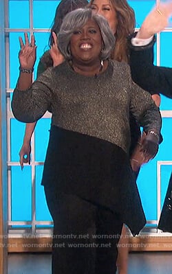 Sheryl's metallic asymmetric top on The Talk