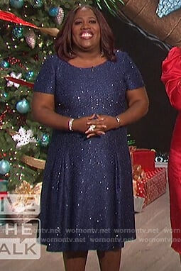 Sheryl's blue metallic dress on The Talk