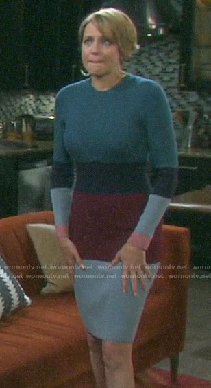 Nicole's ribbed colorblock dress on Days of our Lives