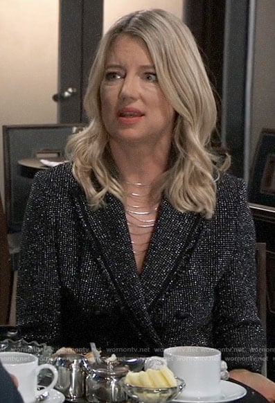 Nina's metallic blazer on General Hospital
