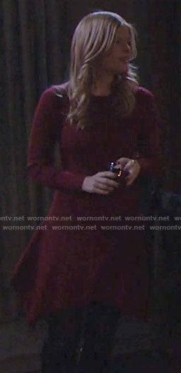 Phyllis's red asymmetric hem dress on The Young and the Restless
