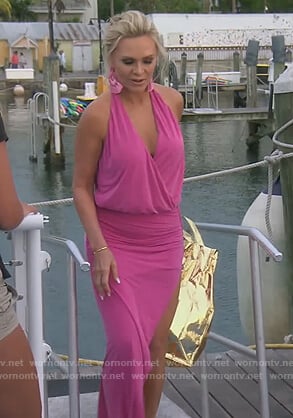 Tamra's pink asymmetric dress on The Real Housewives of Orange County