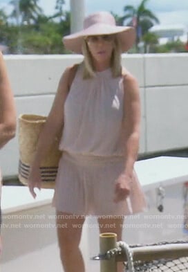 Vicki's pink smocked mini dress on The Real Housewives of Orange County