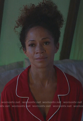 Lena's red piping trim pajamas on Good Trouble