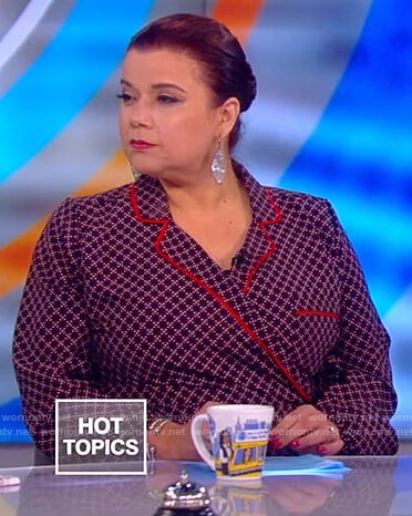 Ana's print wrap top and pants on The View