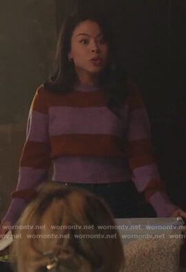 Mariana's purple striped sweater on Good Trouble