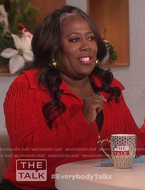 Sheryl's red cable knit sweater on The Talk