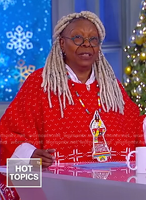 Whoopi's red christmas cape sweater on The View