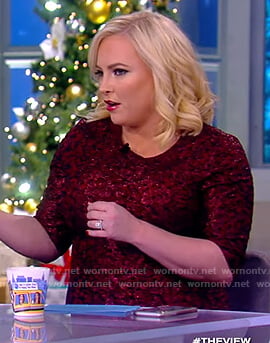 Meghan's red floral metallic dress on The View