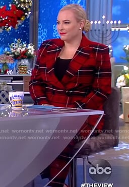 Meghan's red plaid blazer and pants on The View