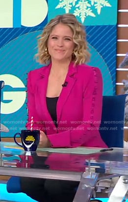 Sara's pink button-sleeve blazer on Good Morning America