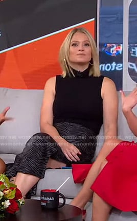 Sara's grey zebra print slit skirt on GMA Strahan Sara And Keke