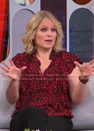 Sara's red leopard print top on GMA Strahan Sara And Keke