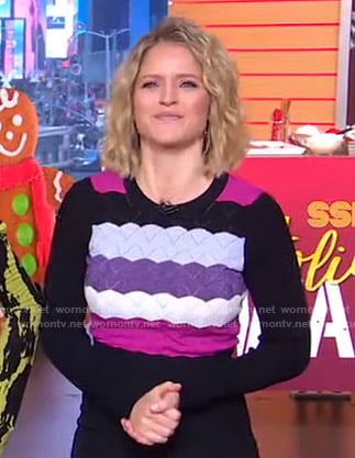 Sara's scalloped striped sweater on GMA Strahan Sara And Keke