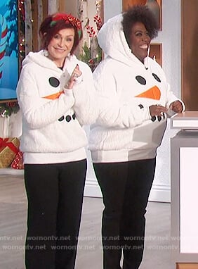 Sheryl's white ugly chrismas sweater on The Talk