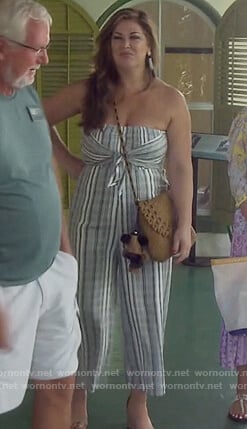 Emily's stripe tie jumpsuit on The Real Housewives of Orange County