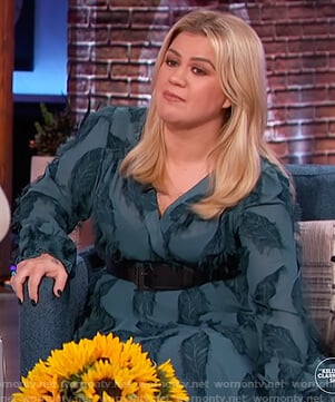 Kelly's teal feather dress on The Kelly Clarkson Show