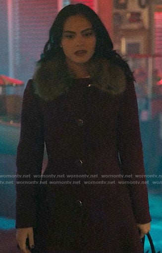Veronica's purple fur-collar coat on Riverdale