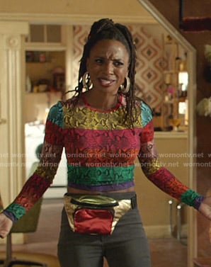 Veronica's rainbow snake print top on Shameless
