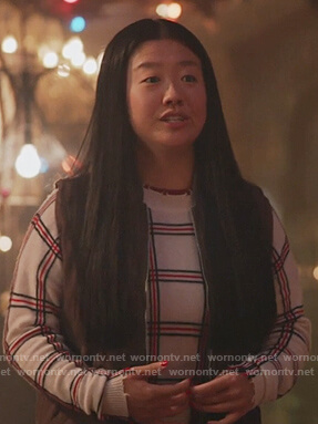 Alice's white check sweater on Good Trouble