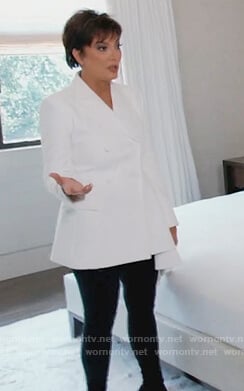 Kris's white ruffle blazer on Keeping Up with the Kardashians