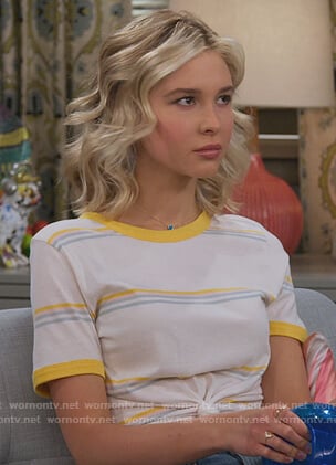 Katie's striped ringer tee on Alexa & Katie