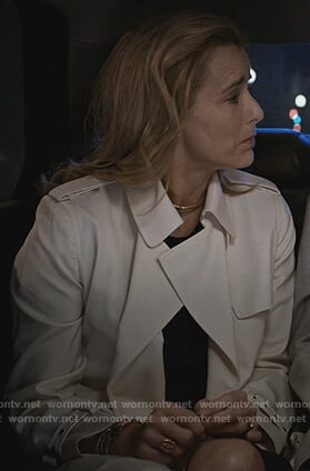 Elizabeth's white trench coat on Madam Secretary