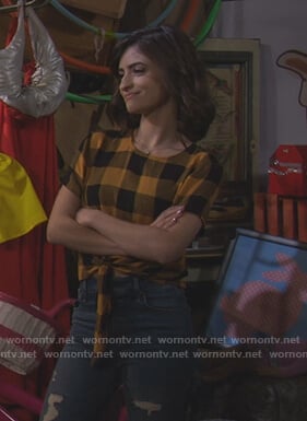 Ramona's yellow check tie top on Fuller House