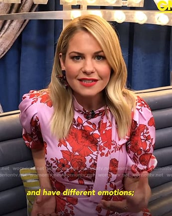 Candace Cameron Bure's pink floral tie neck dress on Good Morning America