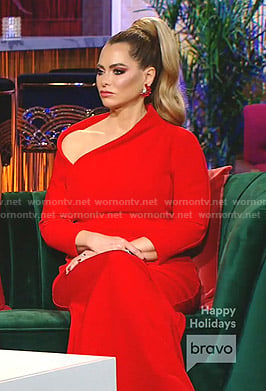 D'Andra's red asymmetric neck gown on The Real Housewives of Dallas
