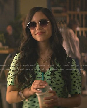 Ellie's lime green lip print shirt on You