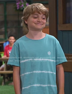 Finn's green tie dye striped tee on Bunkd