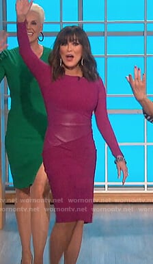 Marie's pink sheath dress with leather on The Talk