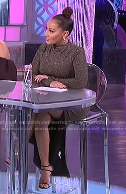 Adrienne's metallic ribbed sweater and skirt on The Real