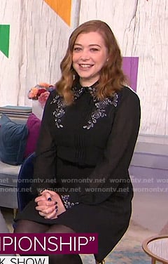 Alyson Hannigan's black floral embroidered dress on Today