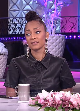 Amanda's black leather shirtdress on The Real