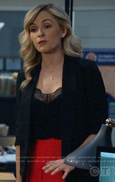 Amy's black lace trim cami on All Rise