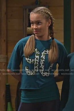 Ava's green leopard 90 print tee on Bunkd