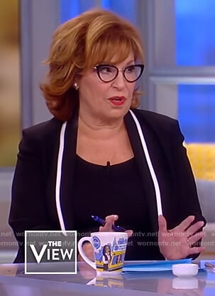 Joy's black contrast stripe jacket on The View