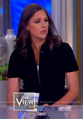 Abby's black corduroy jumpsuit on The View