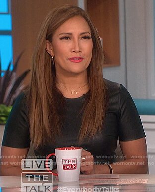 Carrie's zebra stripe skirt and leather top on The Talk