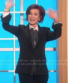 Sharon's polka dot contrast blouse on The Talk
