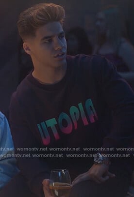 Vivek's black Utopia sweatshirt on Grown-ish