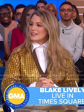 Blake Lively's sequin checked sweater on Good Morning America