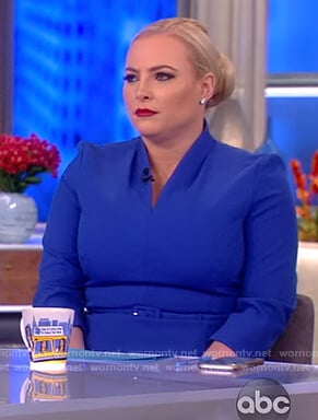 Meghan's blue belted sheath dress on The View